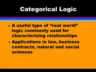 Categorical Logic