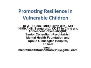 Promoting Resilience in Vulnerable Children