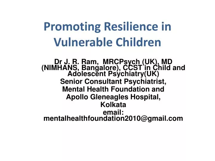promoting resilience in vulnerable children