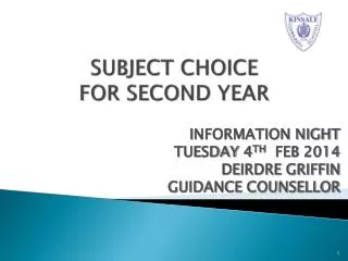 SUBJECT CHOICE FOR SECOND YEAR