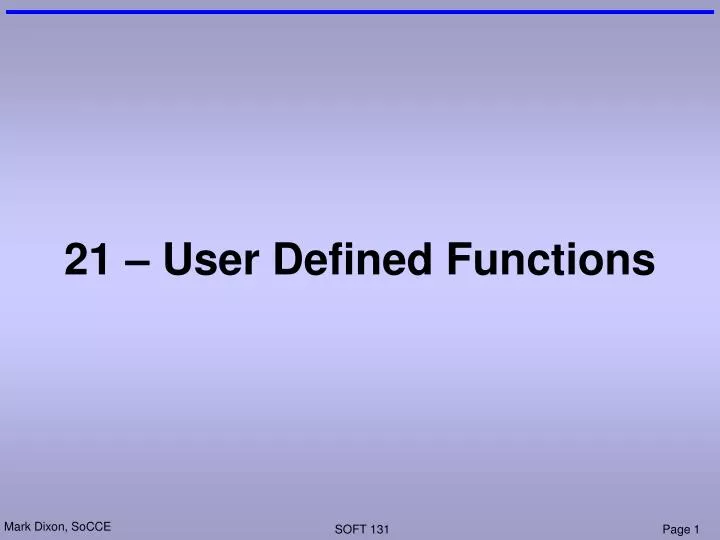 21 user defined functions