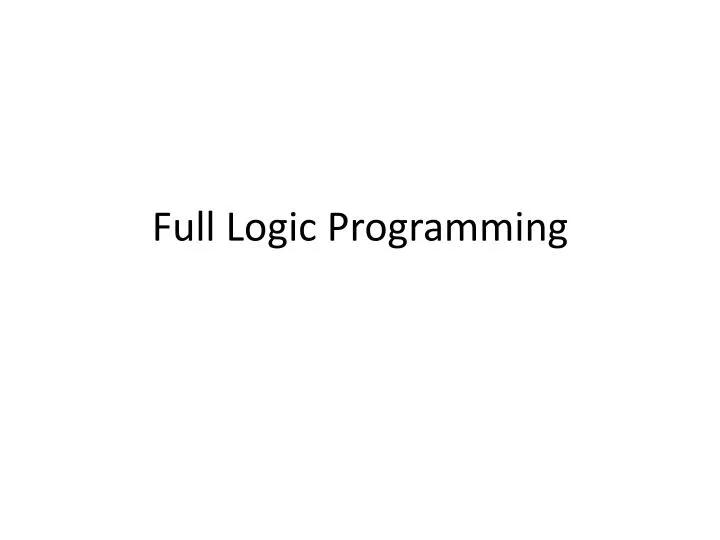 full logic programming