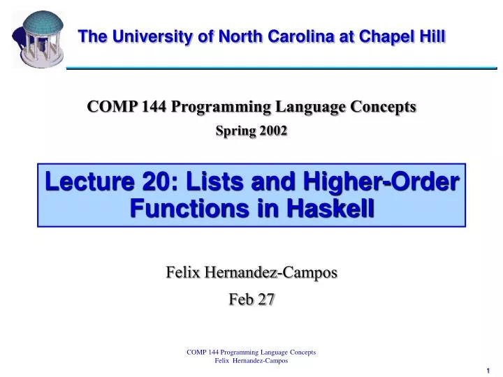 lecture 20 lists and higher order functions in haskell