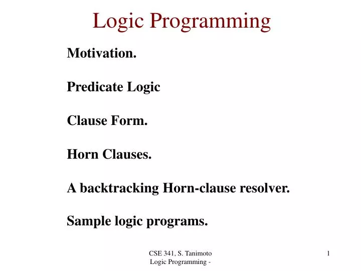 Ppt Logic Programming Powerpoint Presentation Free Download Id 3215952