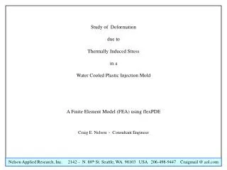 Study of Deformation due to Thermally Induced Stress in a Water Cooled Plastic Injection Mold