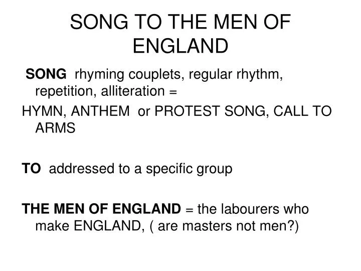 song to the men of england