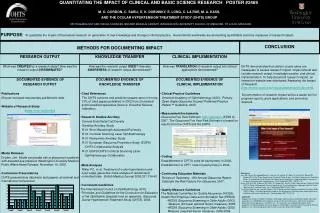 QUANTITATING THE IMPACT OF CLINICAL AND BASIC SCIENCE RESEARCH POSTER #2469