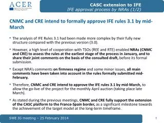 CNMC and CRE intend to formally approve IFE rules 3.1 by mid-March