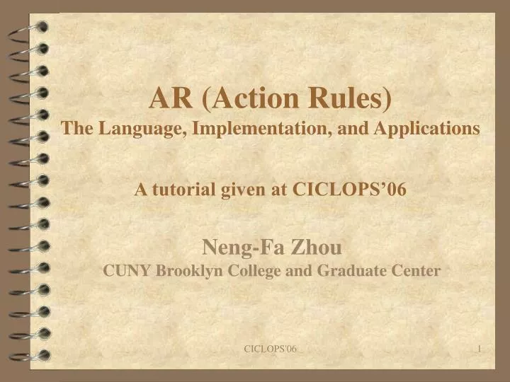 ar action rules the language implementation and applications a tutorial given at ciclops 06