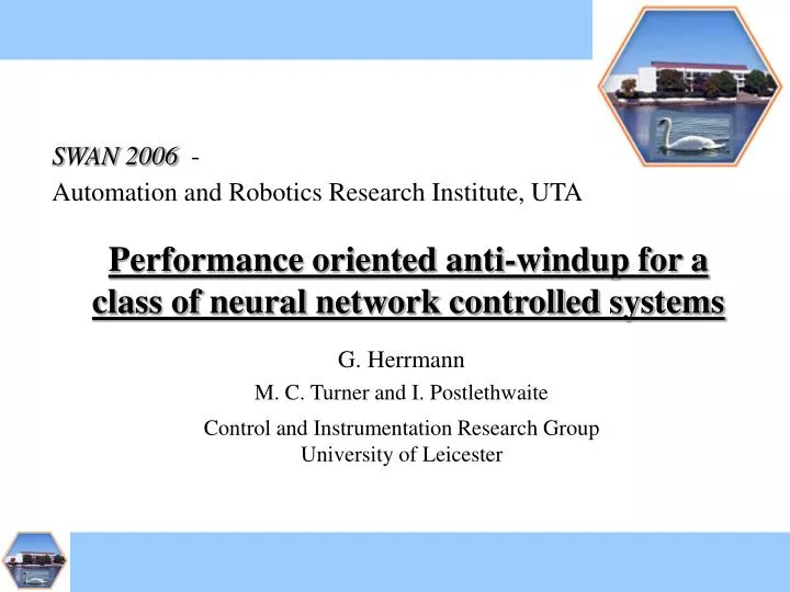 performance oriented anti windup for a class of neural network controlled systems