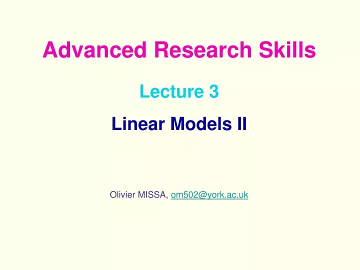 lecture 3 linear models ii