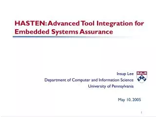 HASTEN: Advanced Tool Integration for Embedded Systems Assurance