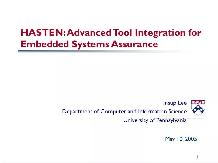 hasten advanced tool integration for embedded systems assurance