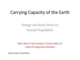 Carrying Capacity of the Earth