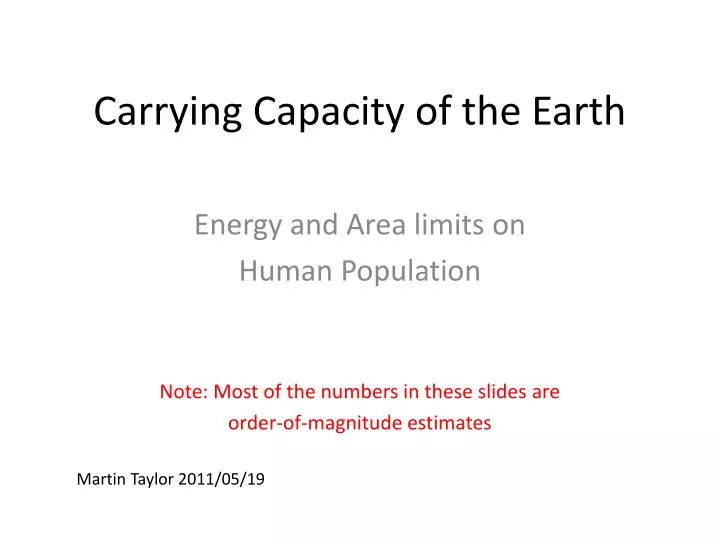 carrying capacity of the earth