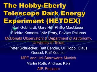 The Hobby-Eberly Telescope Dark Energy Experiment (HETDEX)