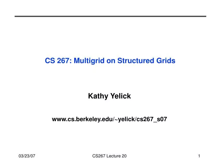 cs 267 multigrid on structured grids