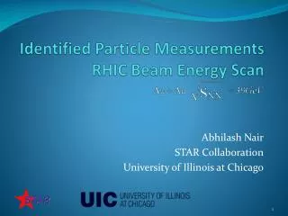 Identified Particle Measurements RHIC Beam Energy Scan