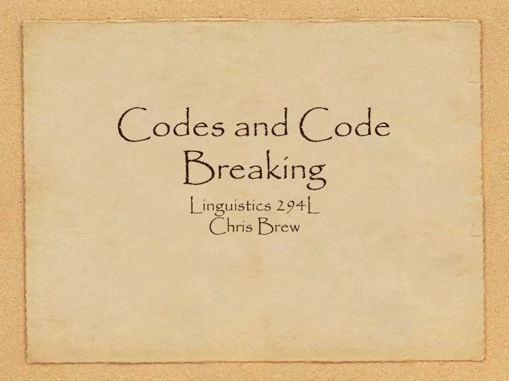 codes and code breaking