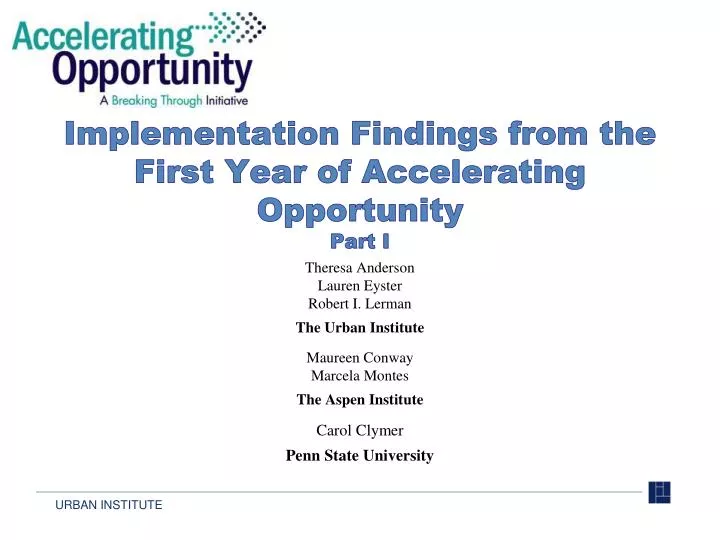 implementation findings from the first year of accelerating opportunity part i