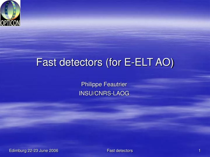 fast detectors for e elt ao