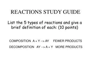 REACTIONS STUDY GUIDE