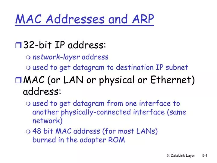 mac addresses and arp