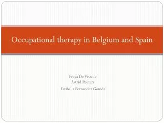 Occupational therapy in Belgium and Spain