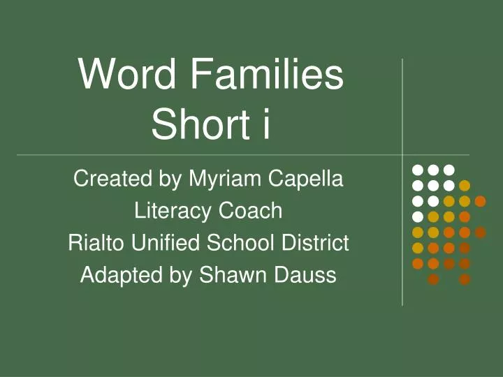 word families short i