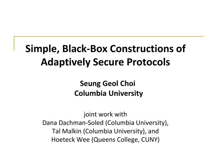simple black box constructions of adaptively secure protocols