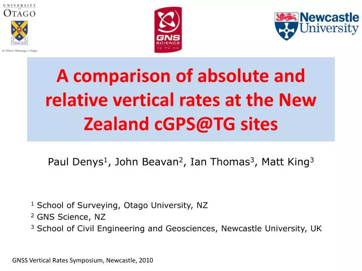 a comparison of absolute and relative vertical rates at the new zealand cgps@tg sites