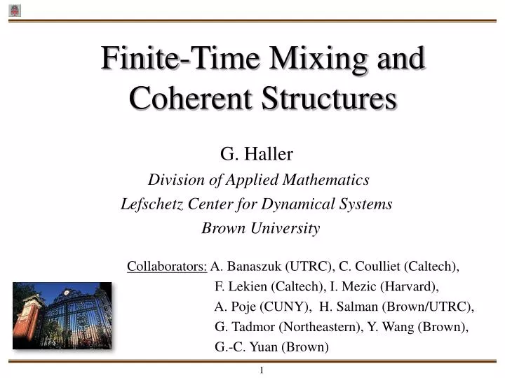 g haller division of applied mathematics lefschetz center for dynamical systems brown university