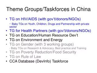 Theme Groups/Taskforces in China
