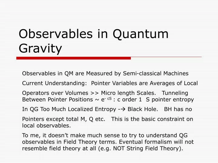 observables in quantum gravity