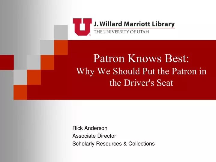 patron knows best why we should put the patron in the driver s seat