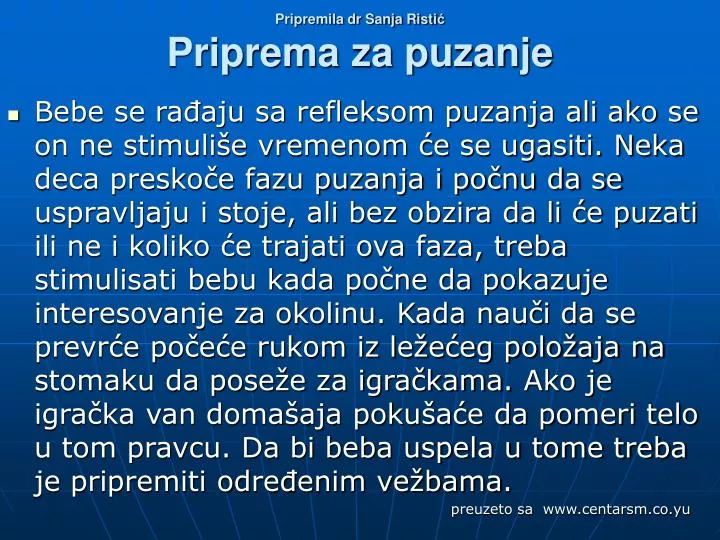 pripremila dr sanja risti priprema za puzanje