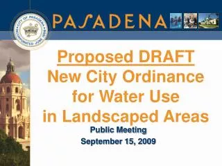 Proposed DRAFT New City Ordinance for Water Use in Landscaped Areas