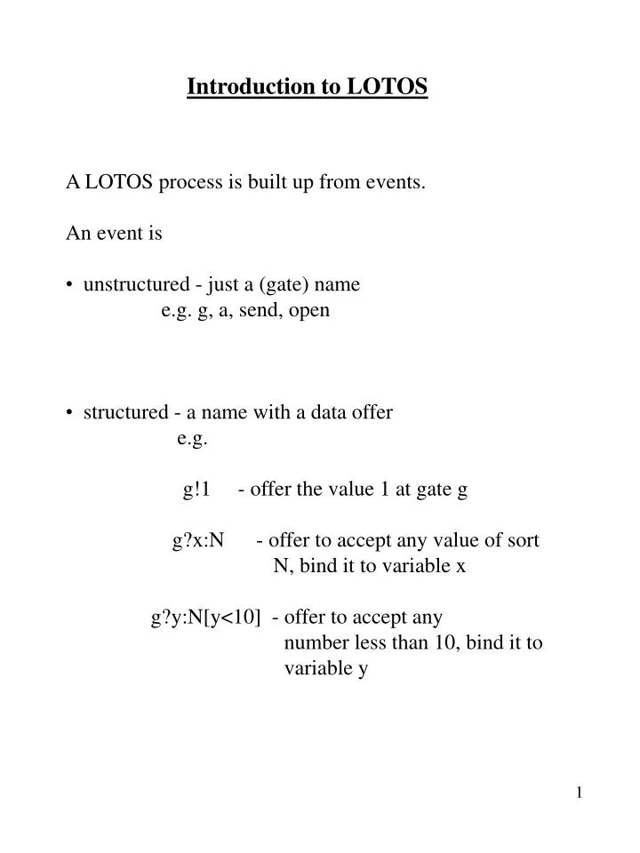 introduction to lotos