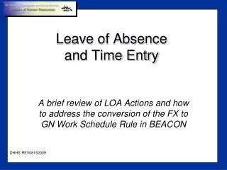 Leave of Absence and Time Entry