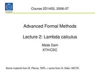 Advanced Formal Methods Lecture 2: Lambda calculus