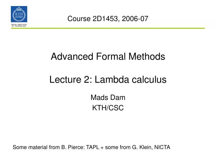 advanced formal methods lecture 2 lambda calculus