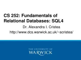 CS 252: Fundamentals of Relational Databases: SQL4