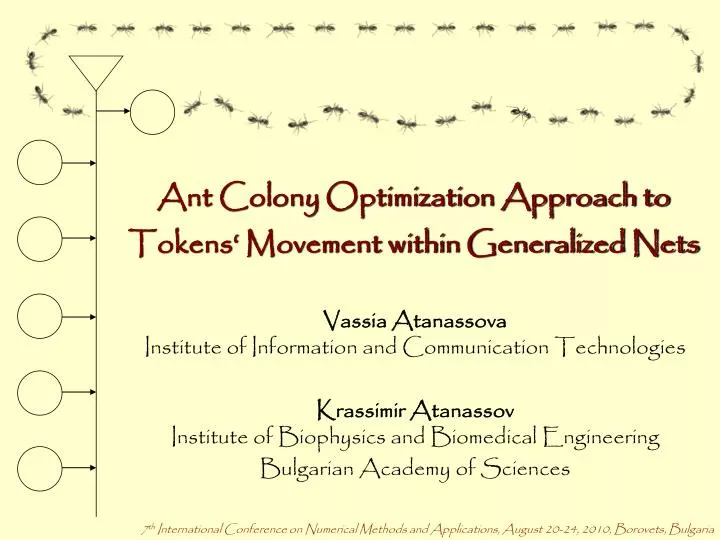 ant colony optimization approach to tokens movement within generalized nets