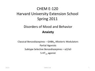 CHEM E-120 Harvard University Extension School Spring 2011