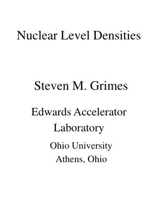 Nuclear Level Densities