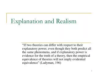Explanation and Realism