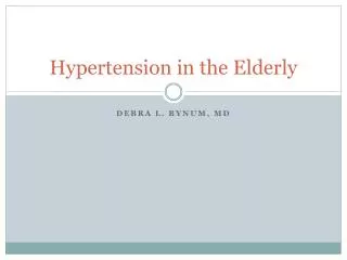 Hypertension in the Elderly