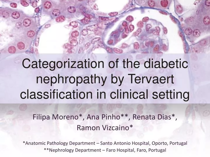 categorization of the diabetic nephropathy by tervaert classification in clinical setting