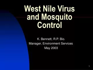 West Nile Virus and Mosquito Control