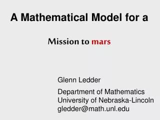 A Mathematical Model for a Mission to mars